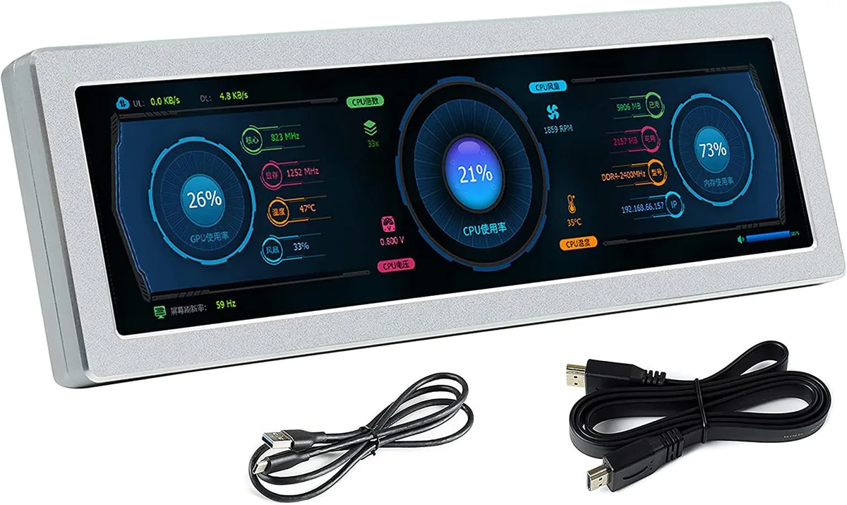 WaveShare WaveShare 8.8" IPS Side Monitor 480x1920 HDMI HiFi Speaker CNC Alloy Enclosure — product photo