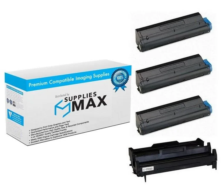 SuppliesMax SuppliesMax Drum &amp; 3 Toners Combo for Okidata B420/B430/B440/MB400/MB460/MB470/MB480 25000 Pages — product photo