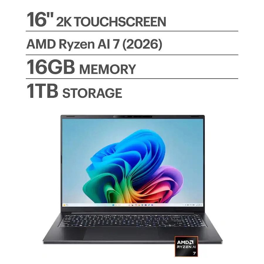 Acer America Acer America Swift Go 16 AI Copilot+ PC 16" WUXGA Touchscreen AMD Ryzen AI 7 445 16GB 1TB Black — product photo