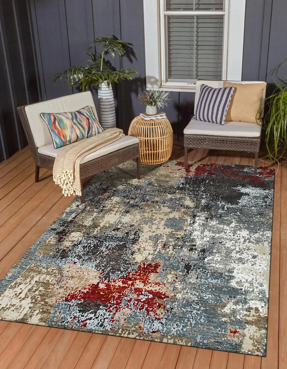 EORC EORC Hand-Knotted Wool Gray Abstract Galaxy Rug 8' x 10 — product photo