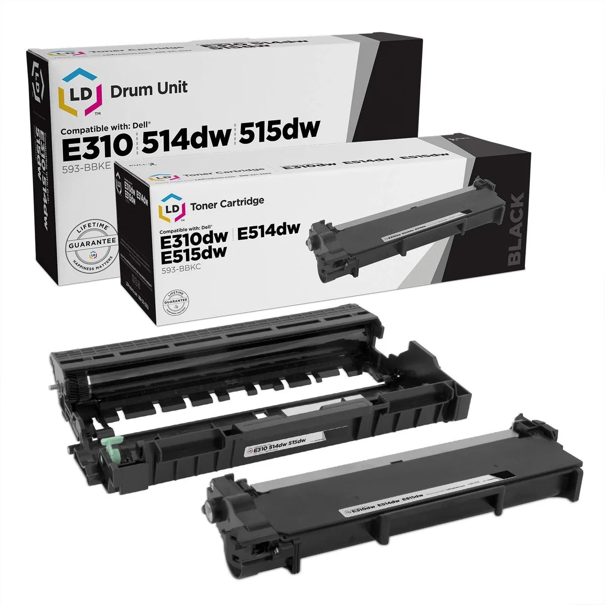 LD Products LD Products Compatible Toner &amp; Drum Cartridge for Dell 593-BBKC &amp; 593-BBKE (1 Toner, 1 Drum, 2-Pack) — product photo