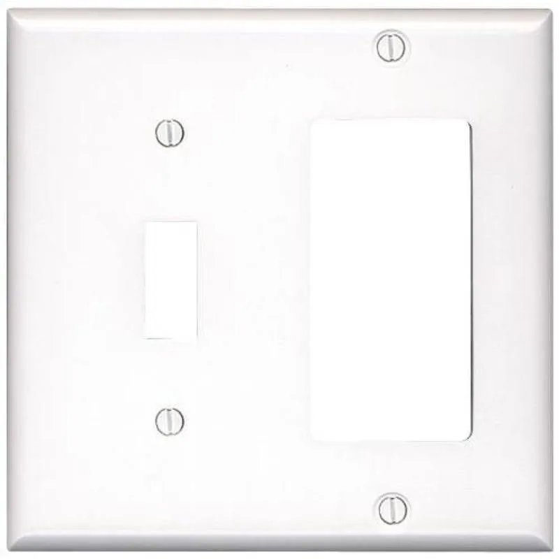 Leviton Manufacturing Co. Leviton 80405-W White 2-Gang Combination Toggle/Decora Switch Plate — product photo