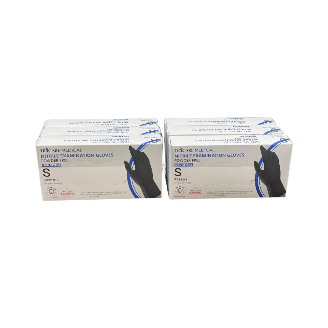 TRICARE MEDICAL TRICARE MEDICAL Nitrile Exam Gloves Low Derma 3.5 Mil Berry Black 100 Small — product photo