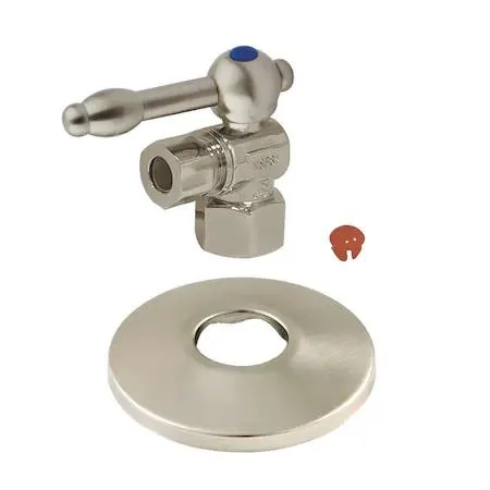 Brass quarter-turn angle stop valve with lever handle, polished chrome finish