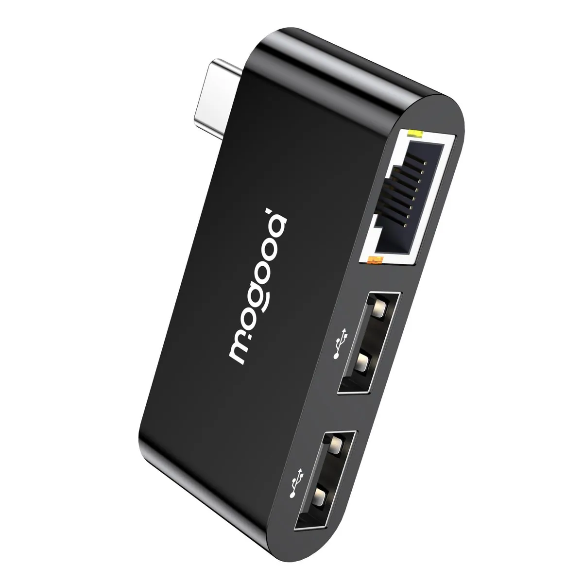  Zebra MOGOOD USB-C to Gigabit Ethernet Adapter with 2×USB 2.0, Black — product photo