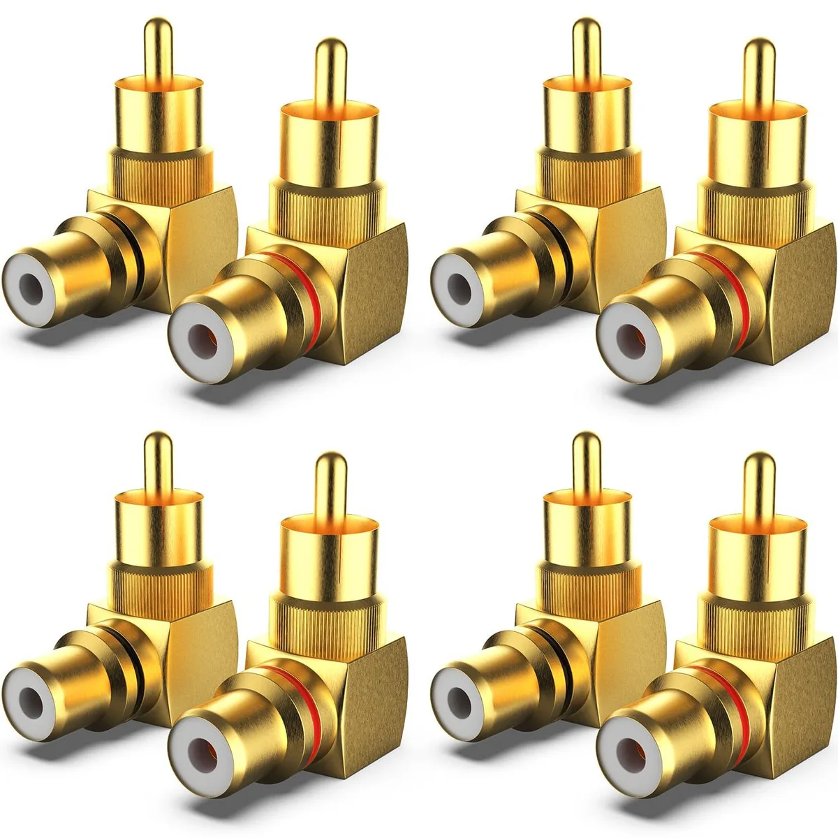 Vszerda Vszerda 8-Pack 90 Degree RCA Male to Female Adapter (4 Black + 4 Red) — product photo