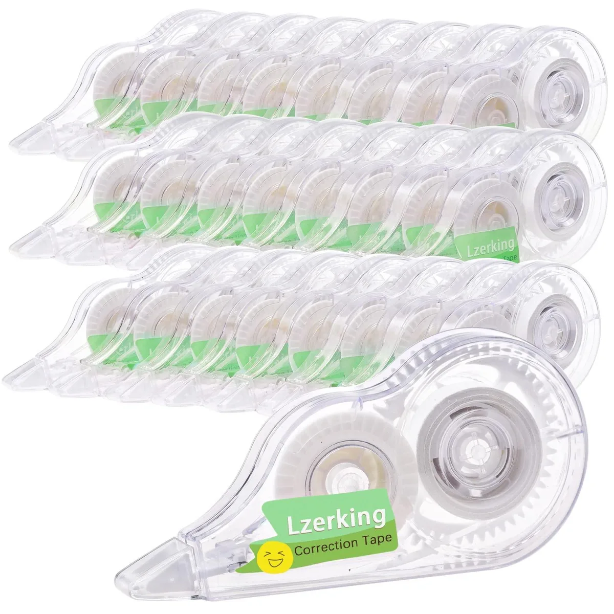Pack of 32 white correction tape dispensers with mini-roller heads and protective caps