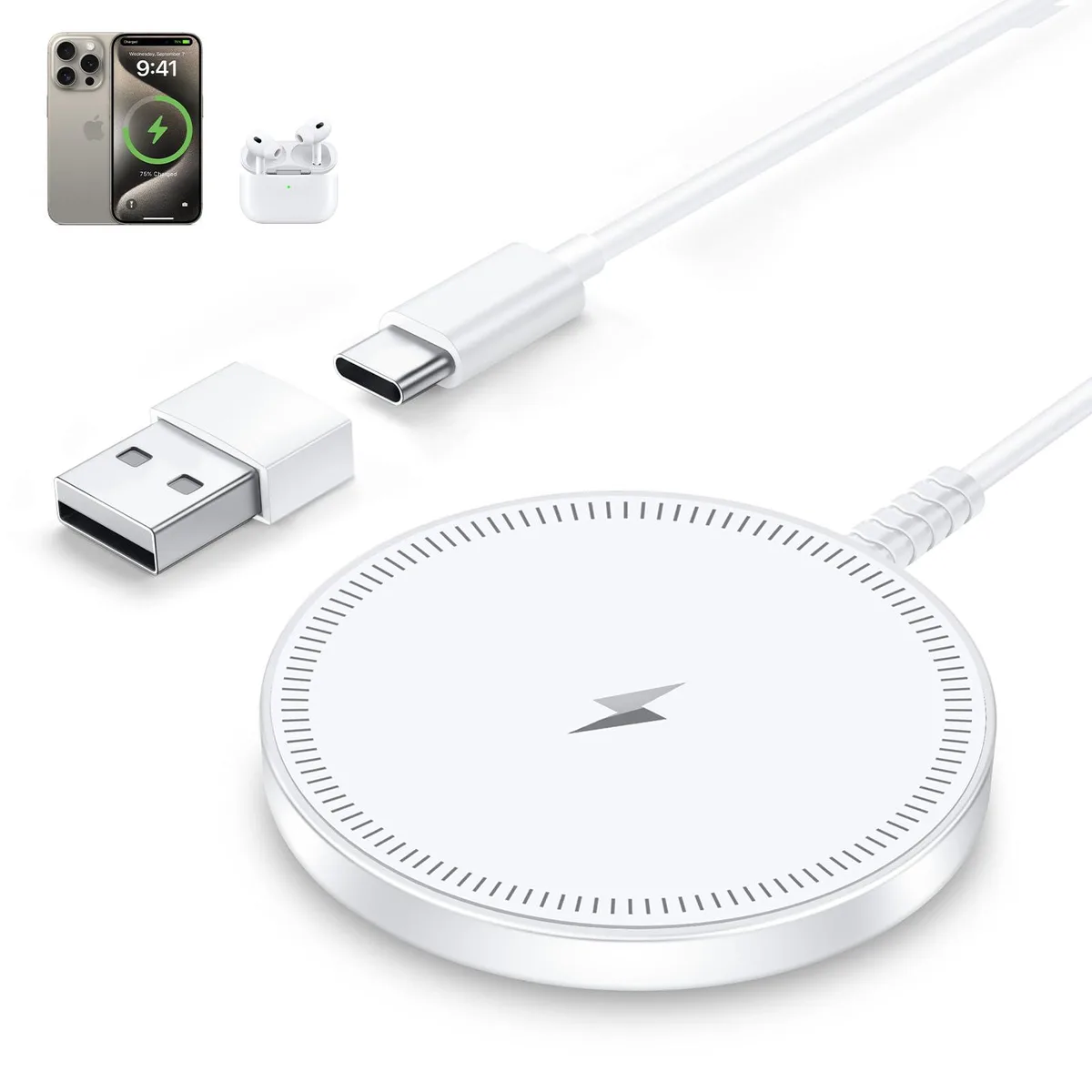 No Sew No Sew Magnetic Wireless Charger 20W White — product photo