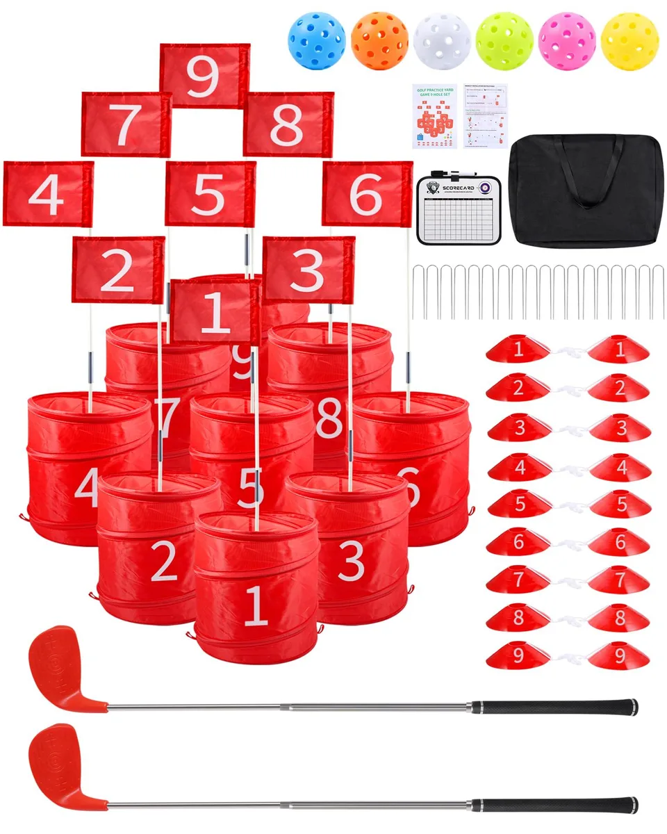  HOTWIND Backyard Golf Game Set 9 Hole + 2 Clubs — product photo