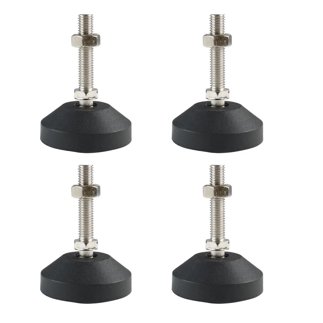 Four adjustable M10 leveling feet with plastic bases and metal nuts
