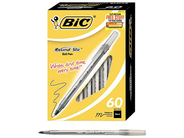 BIC BIC GSM609BK Round Stic Xtra Life Ballpoint Marker 1.00 mm Black 60/Box — product photo