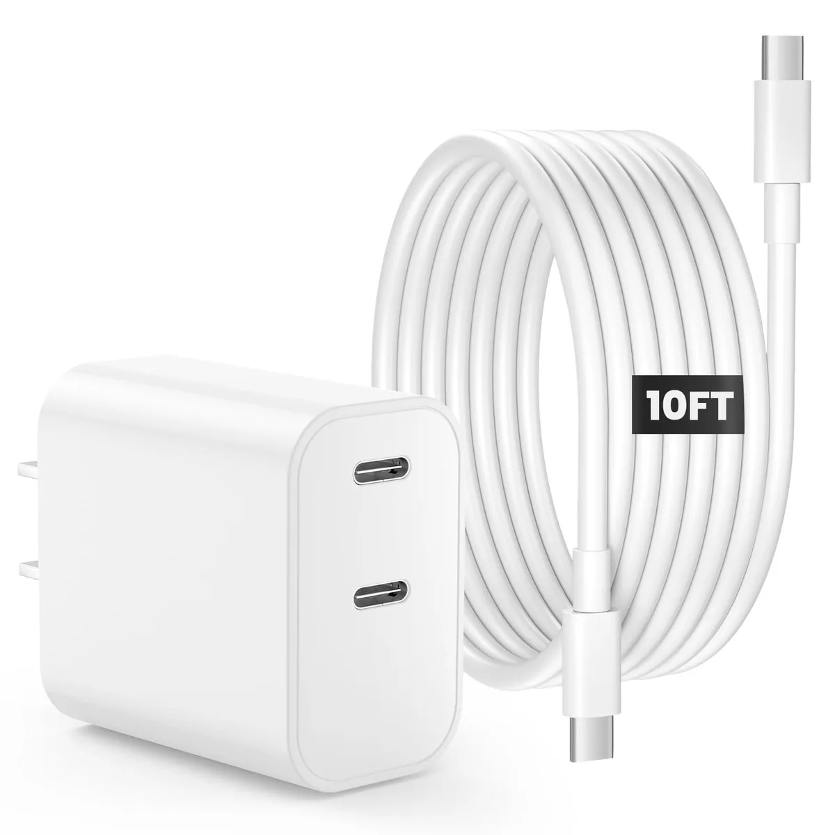 No Sew No Sew 20W Dual USB-C Charger Block with 10ft Cable — product photo