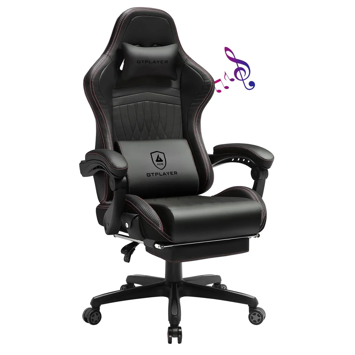 GTPLAYER GTPLAYER Gaming Chair Red Bluetooth 5.1 Footrest 330 lb — product photo