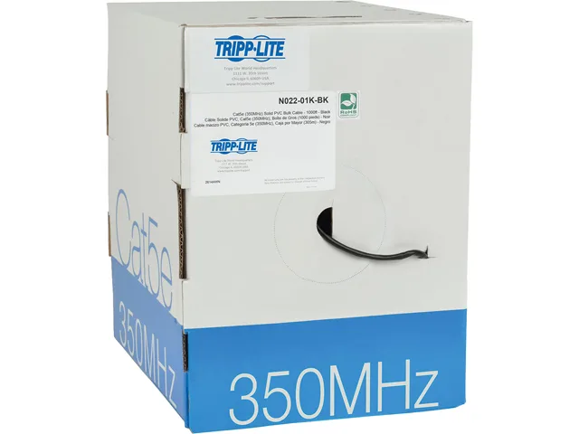 Tripp Lite Tripp Lite N022-01K-BK Cat5e 350 MHz 1000 ft Bulk Solid-Core PVC Cable Black — product photo