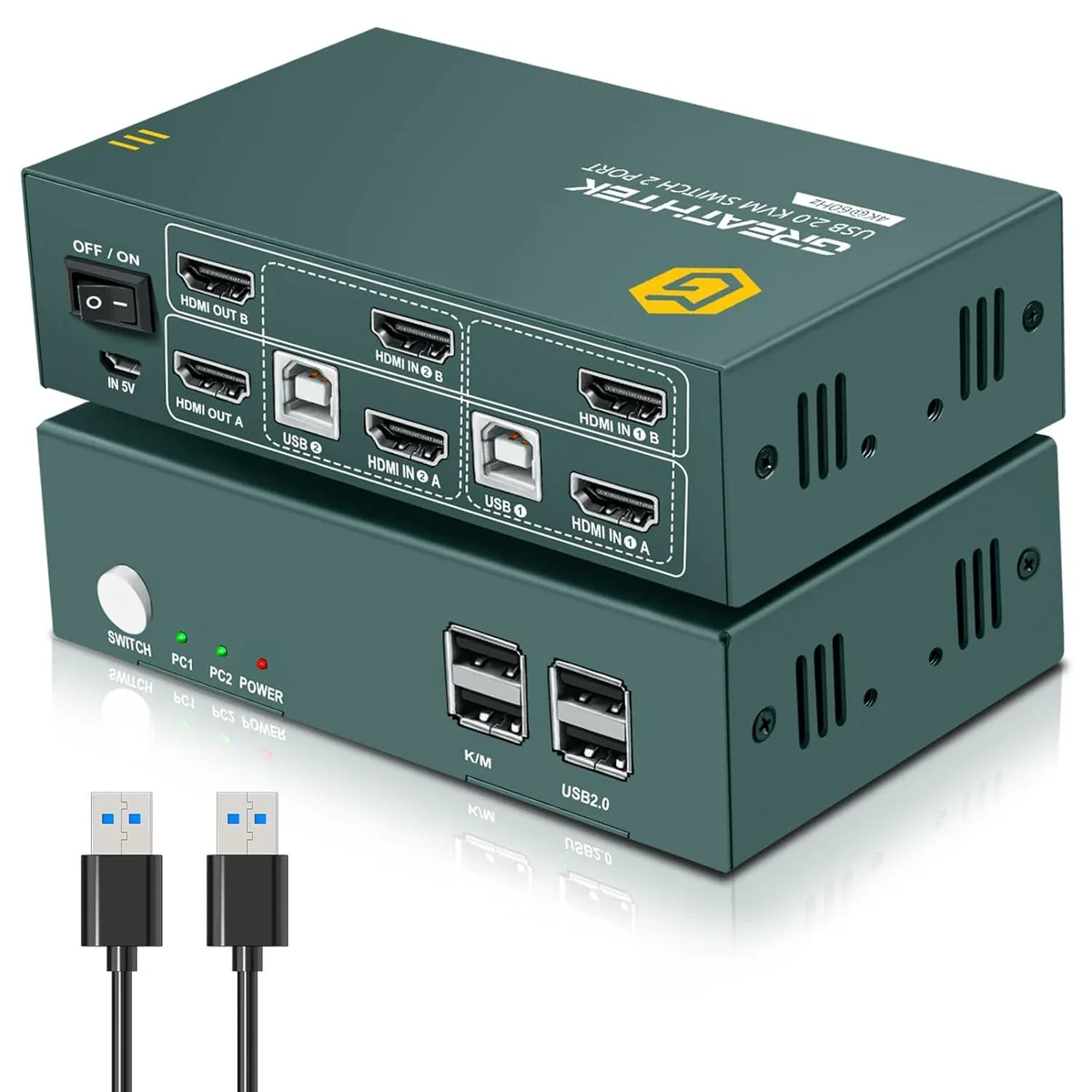 Explus-C Explus-C HDMI KVM Switch 2 Monitors 2 Computers 4K@60Hz — product photo