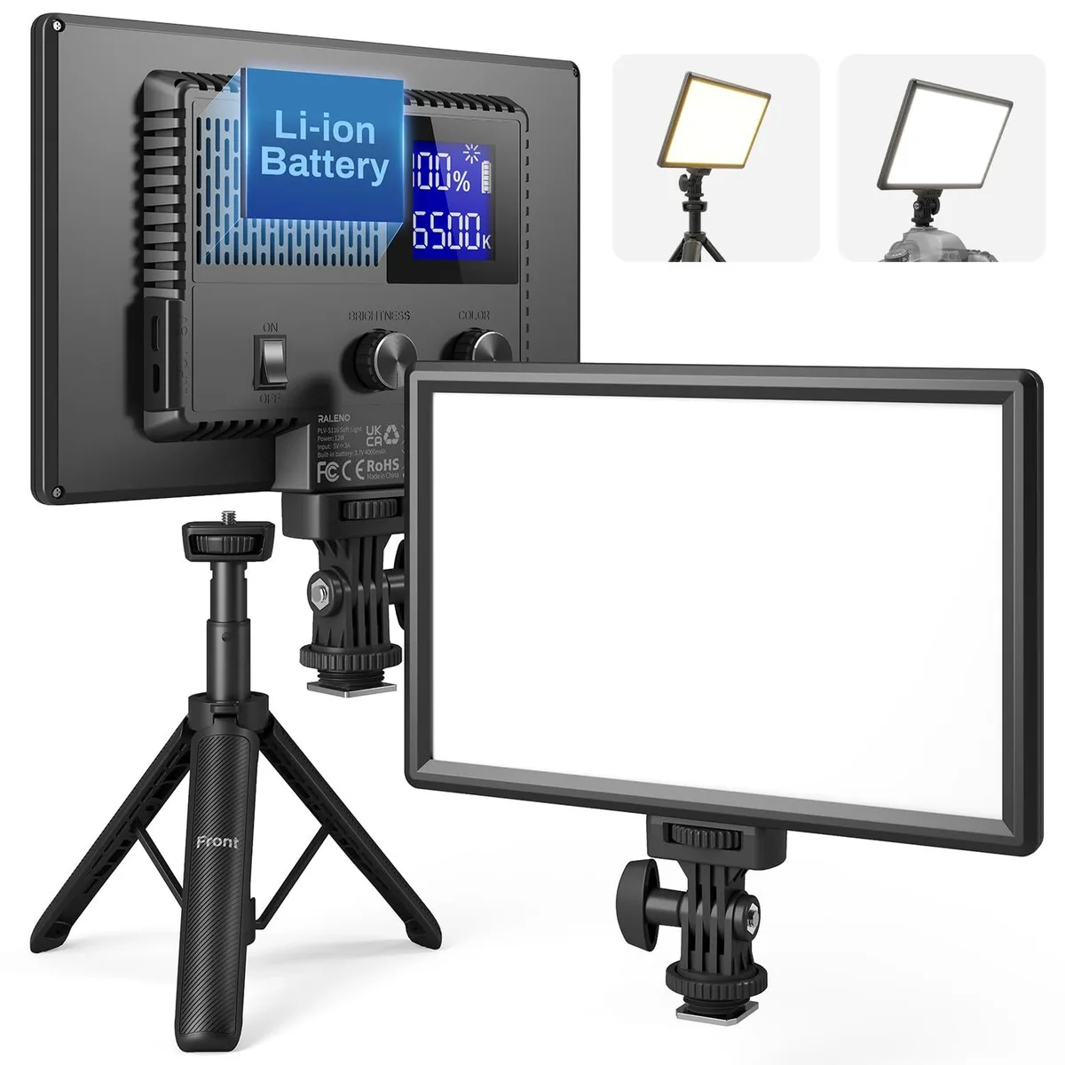  RaLeno PLV-S116 9" LED Video Light 2500K-6500K with Desk Stand — product photo