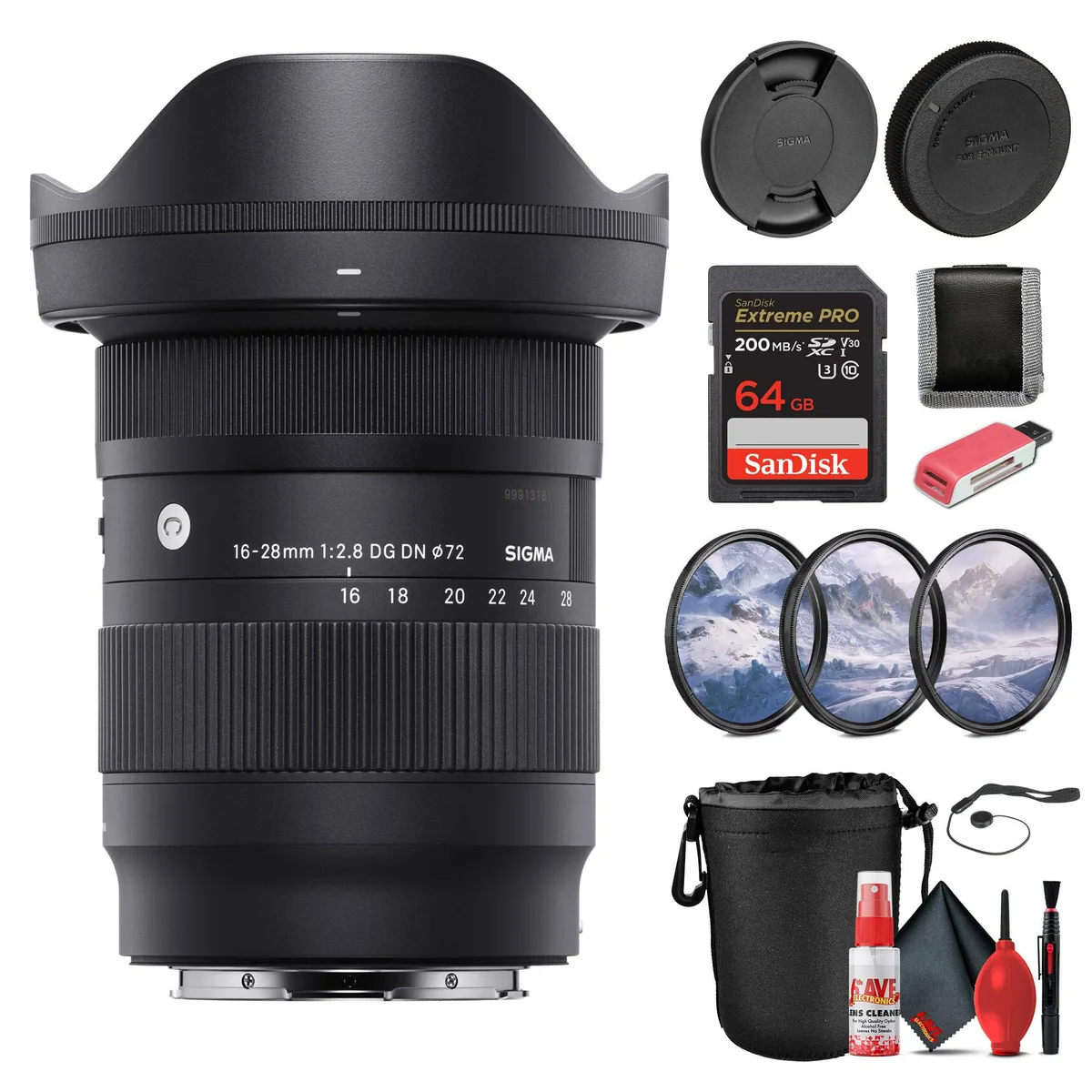 SIGMA SIGMA 16-28mm f/2.8 DG DN Contemporary Lens (Sony E) Bundle camera lens — product photo