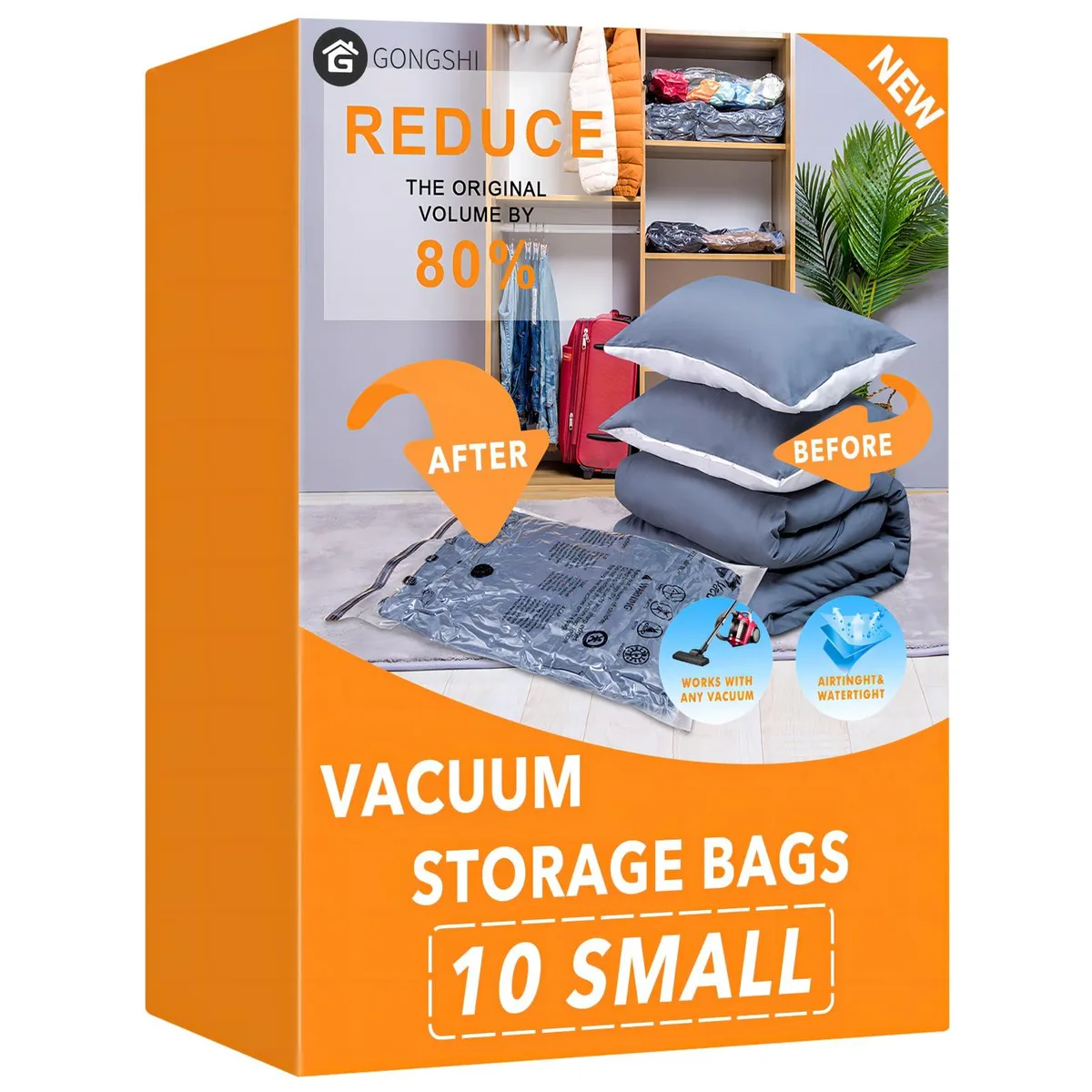 Clear vacuum storage bags, pack of 10 small size