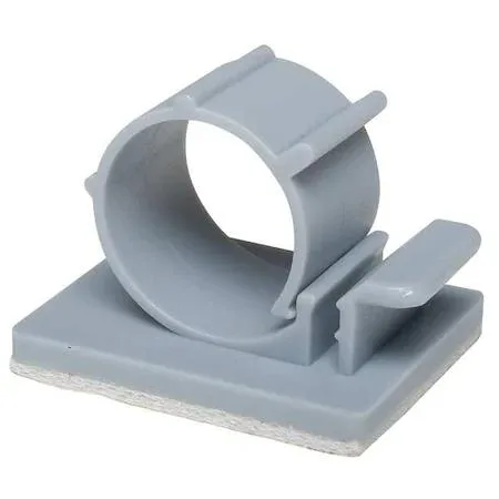 Gray nylon cable clips with adhesive backing, pack of 25