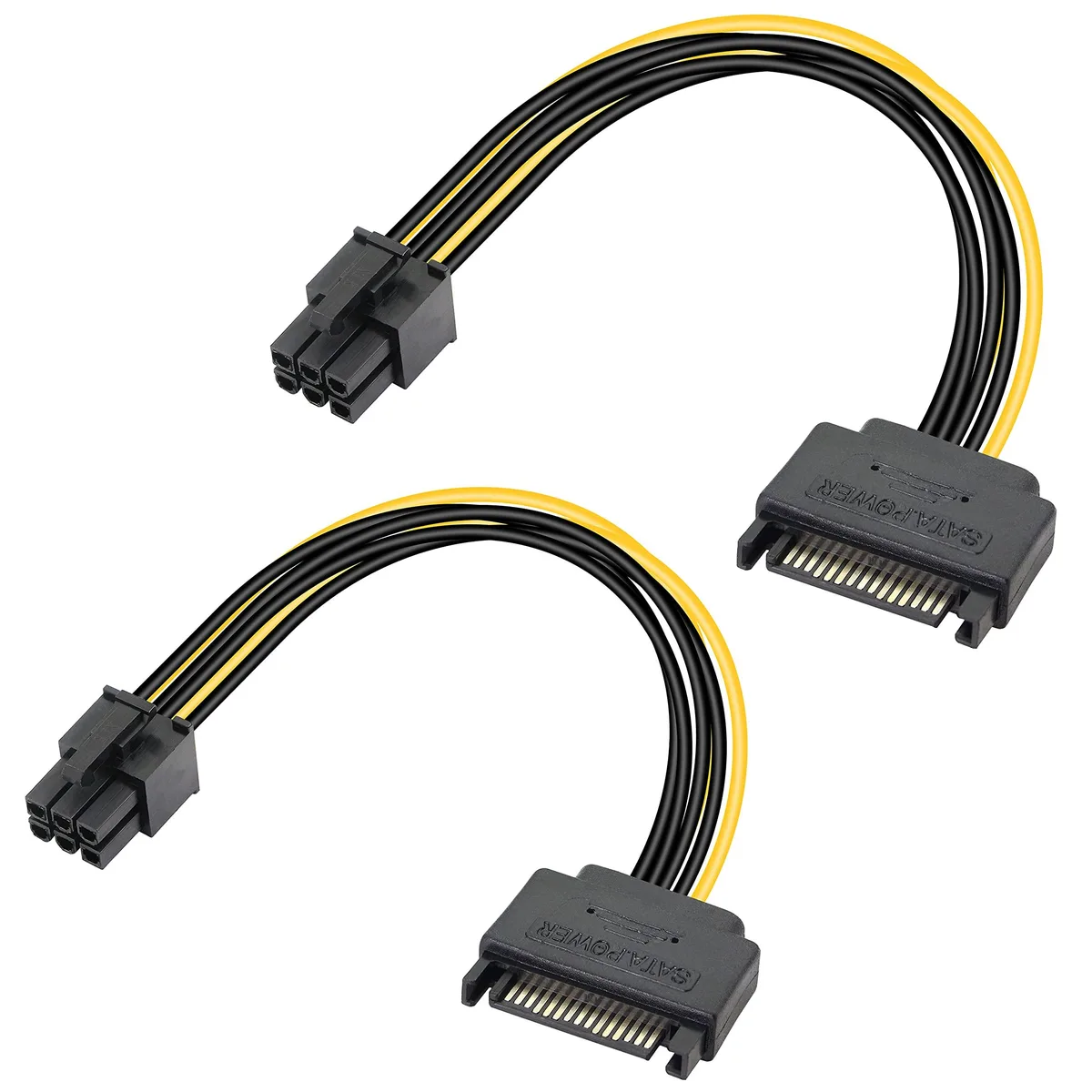 BUCIER BUCIER SATA 15-pin to 6-pin PCIe Power Cable 8in 2-pack — product photo