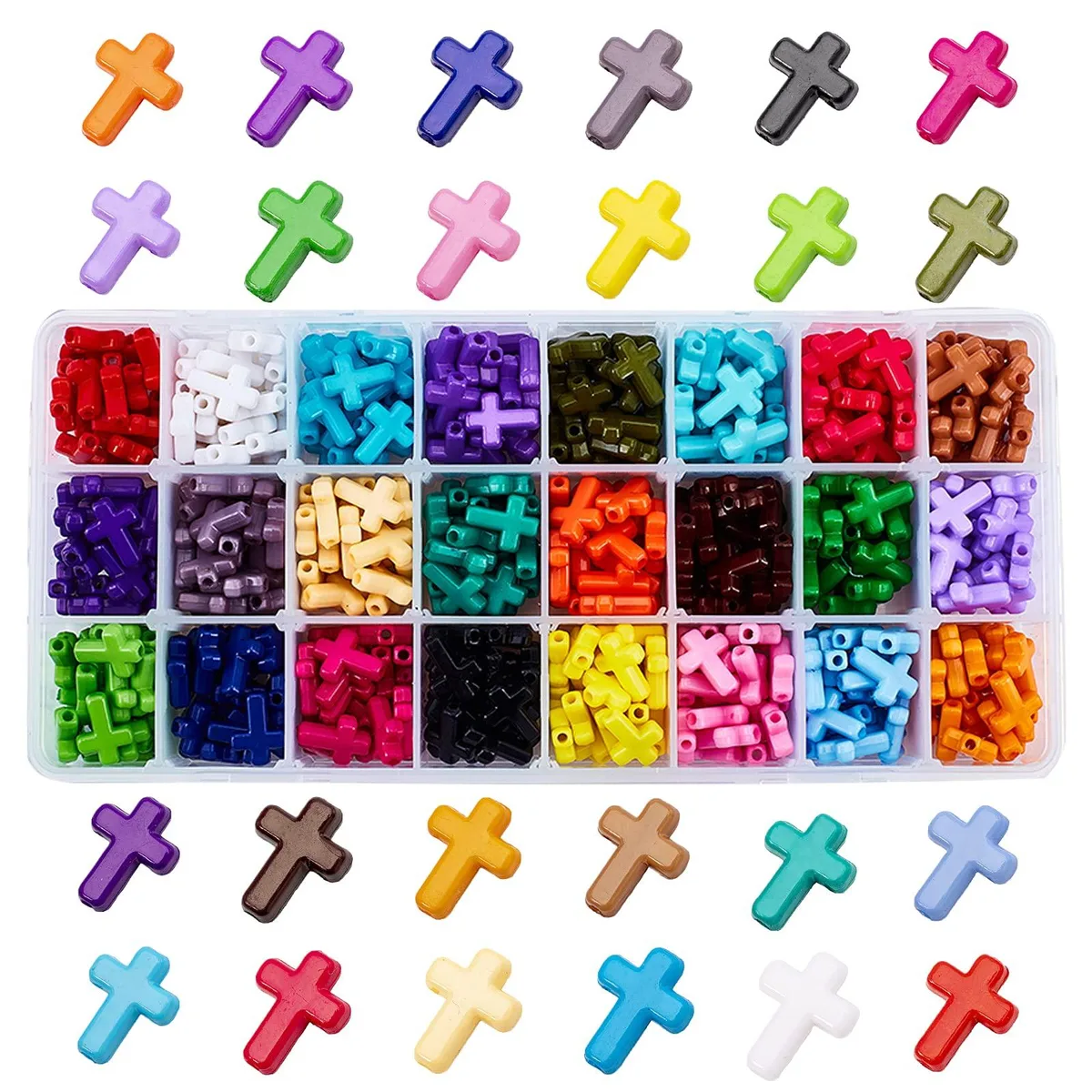  Evening Crystals wh-SACR-PH0007-02 480pcs 24 Color 16mm Cross Beads jewelry — product photo
