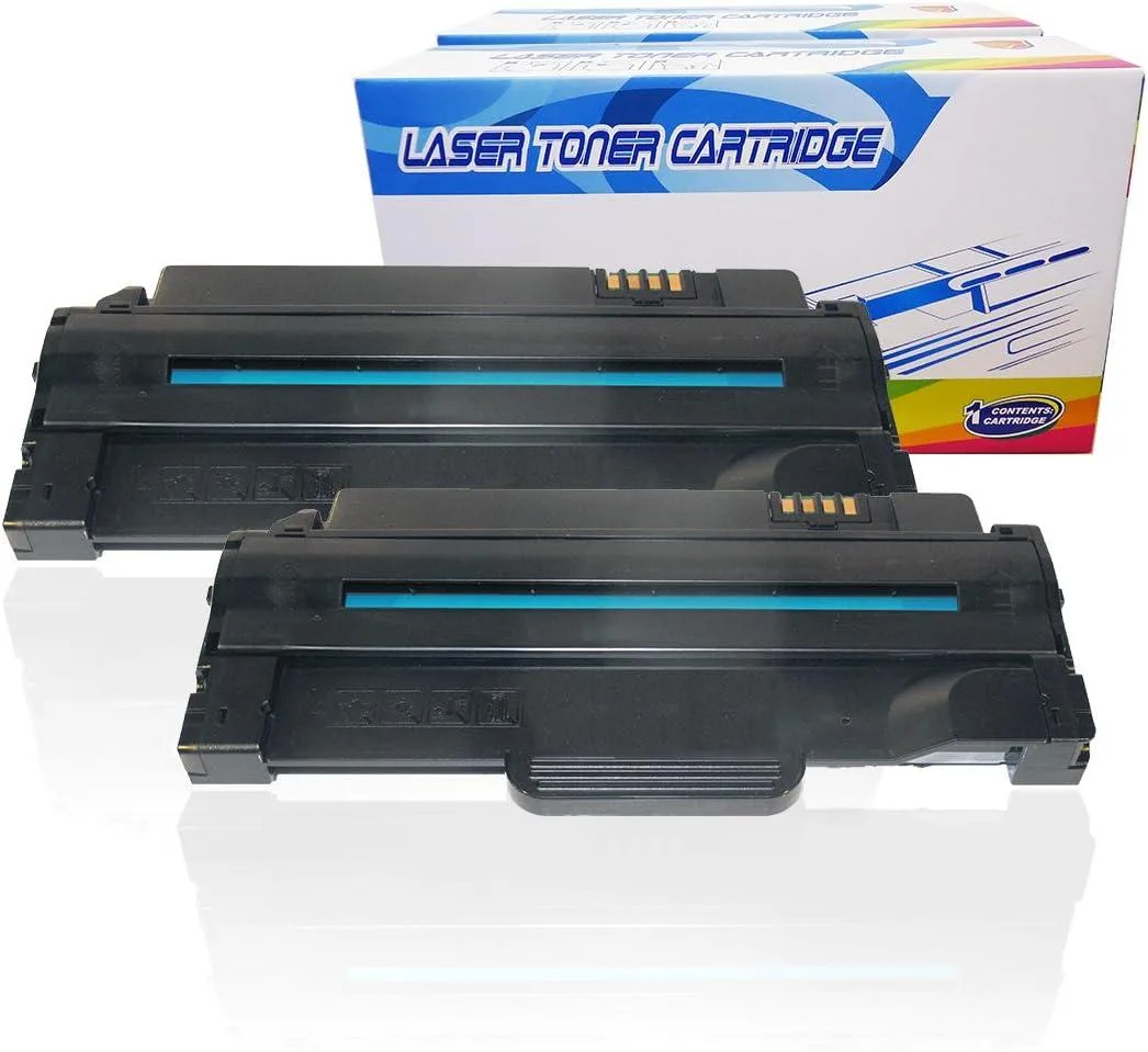Two black toner cartridges in sealed packaging