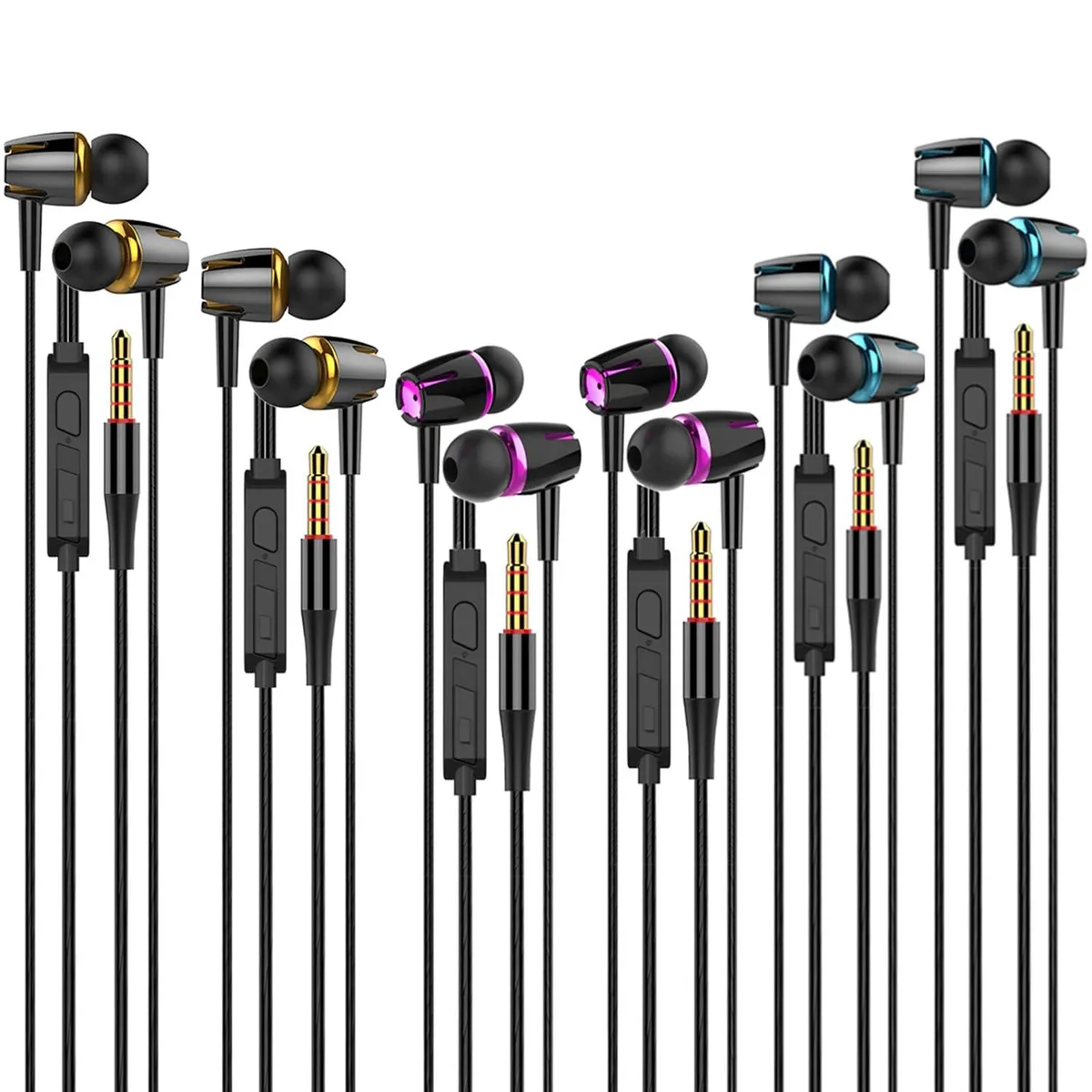 No Sew No Sew G1-6Black Wired In-Ear Headphones 6 Pack Black 3.5mm — product photo