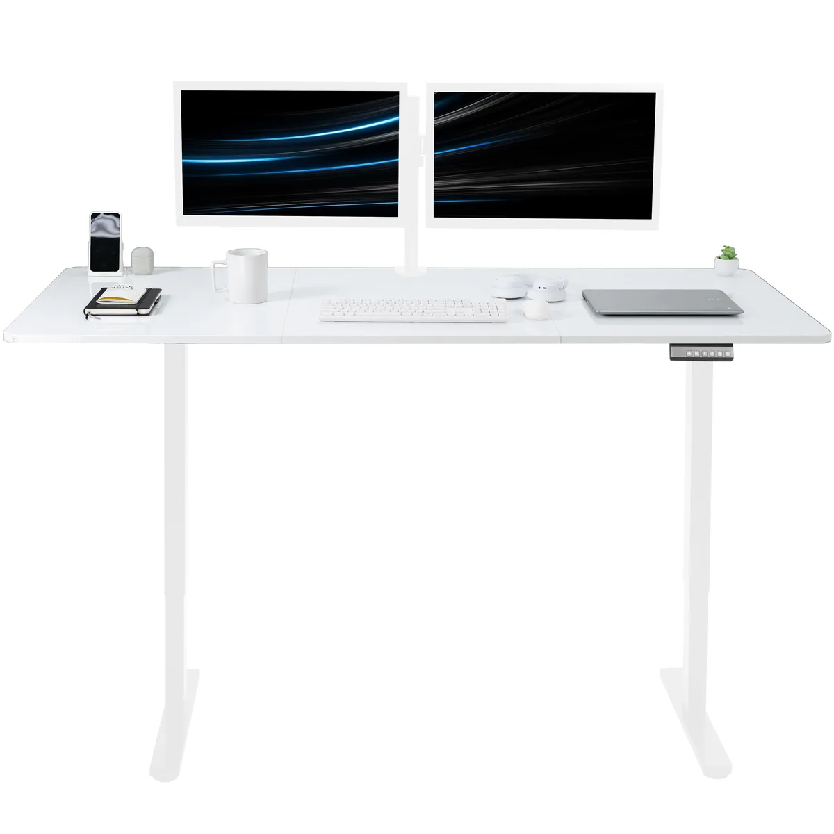 VIVO VIVO Electric Dual Motor 71 x 30 Standing Desk, White Dry Erase Top White Frame — product photo