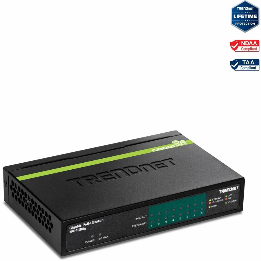 TRENDnet TRENDnet TPE-TG82G 8-Port Gigabit PoE+ network switch 61W budget — product photo