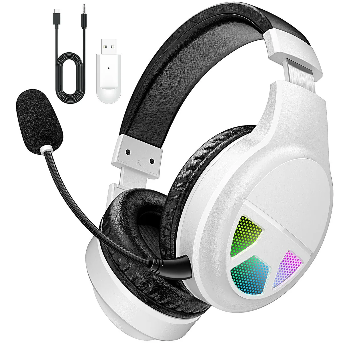  WizBolt SZ01 White Wireless Headphones Bluetooth 5.4 60h 7.1 RGB — product photo