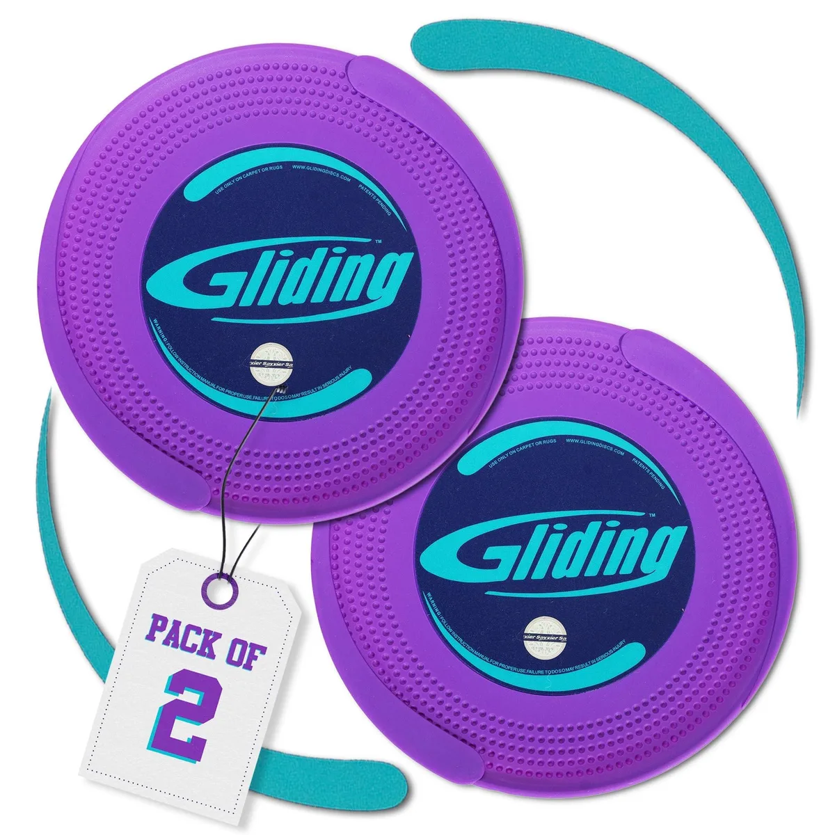 Pair of black nylon gliding discs for carpet, 9 inch diameter