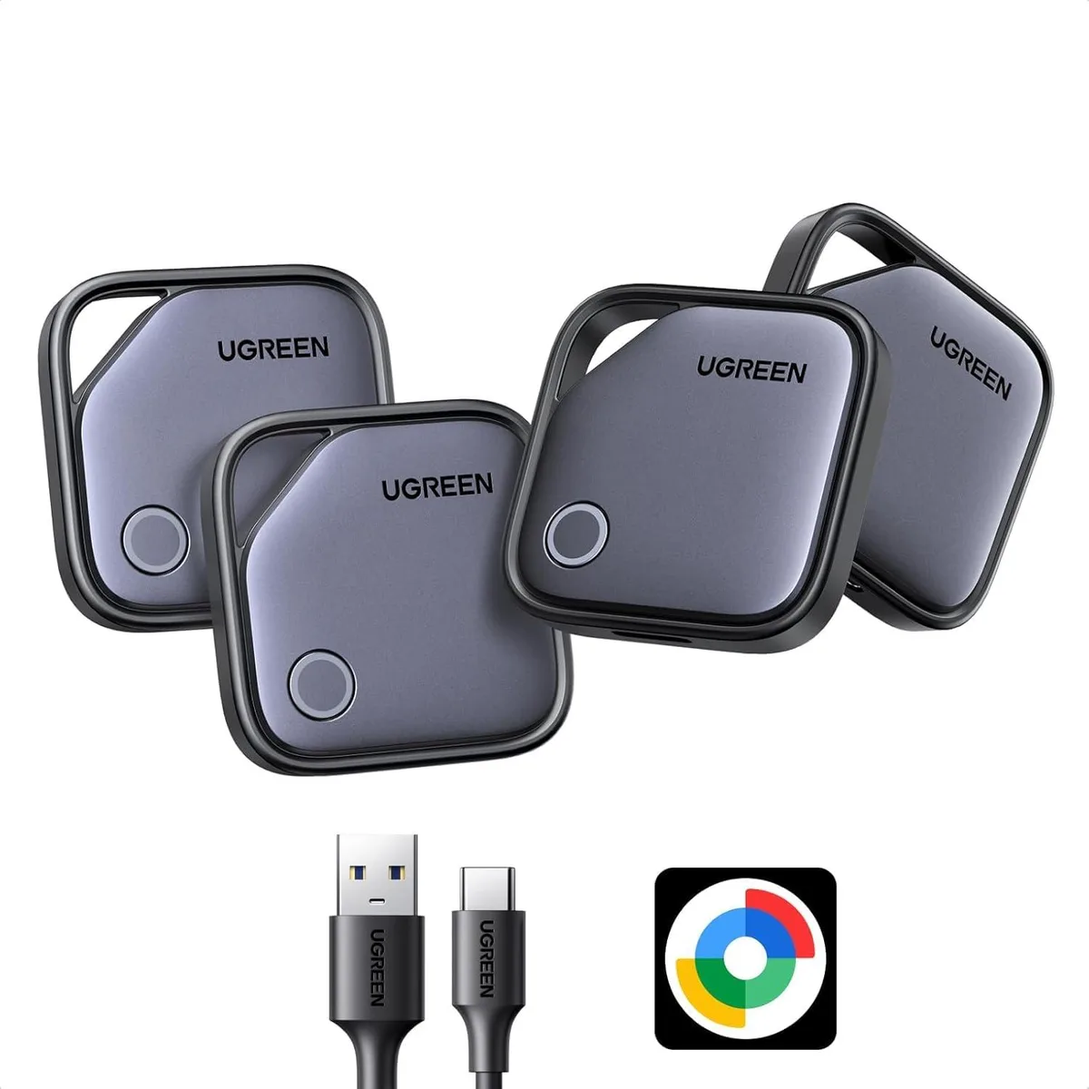 Square black tracker, 3.6 cm sides, USB-C charging