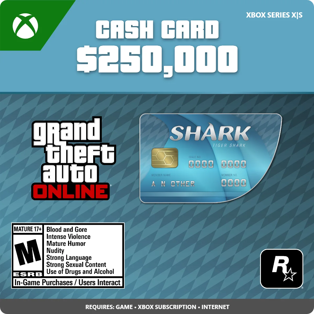 Rockstar Games Rockstar Games 7F6-00576 GTA Online Tiger Shark Cash Card 250000 Xbox Series X|S downloadable game — product photo