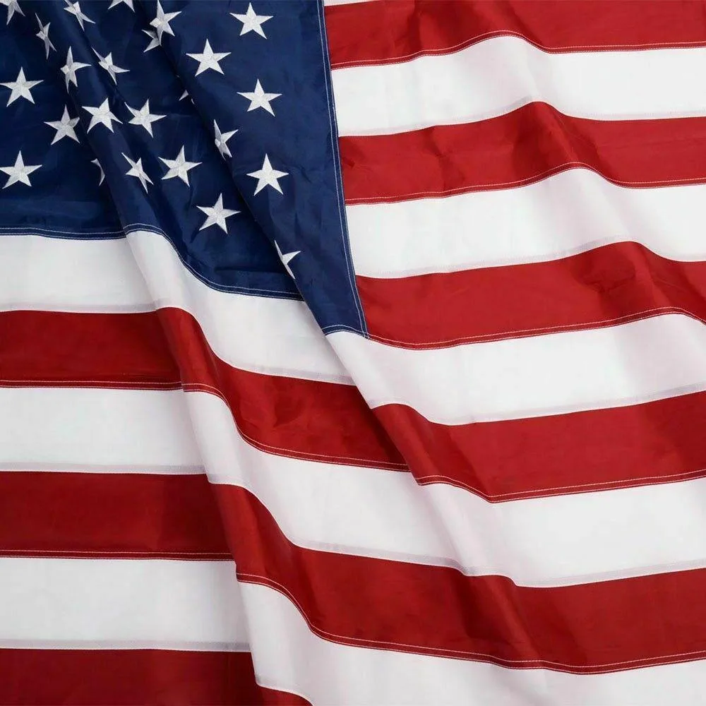hometeczone hometeczone American Flag 5x8 ft 210D Oxford Nylon Embroidered Stars Sewn Stripes Brass Grommets — product photo