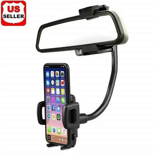 NShi NShi Universal 360° Rearview Mirror Phone Mount GPS Accessory 1.77-3.54in 2.4-3.9in 150mm Gooseneck 220g Black — product photo