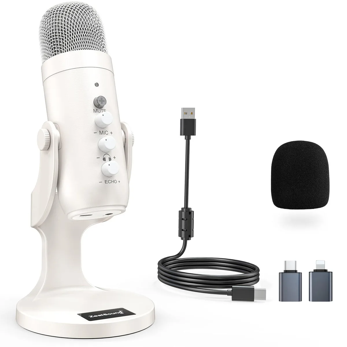  ZealSound K66W Microphone White 125 dB sensitivity 66 dB SNR 2.2 kΩ impedance — product photo