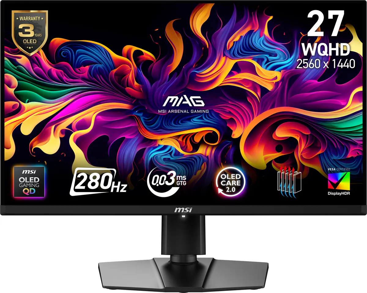 MSI MSI MAG 271QP QD-OLED X28 27" 280 Hz QHD gaming monitor — product photo
