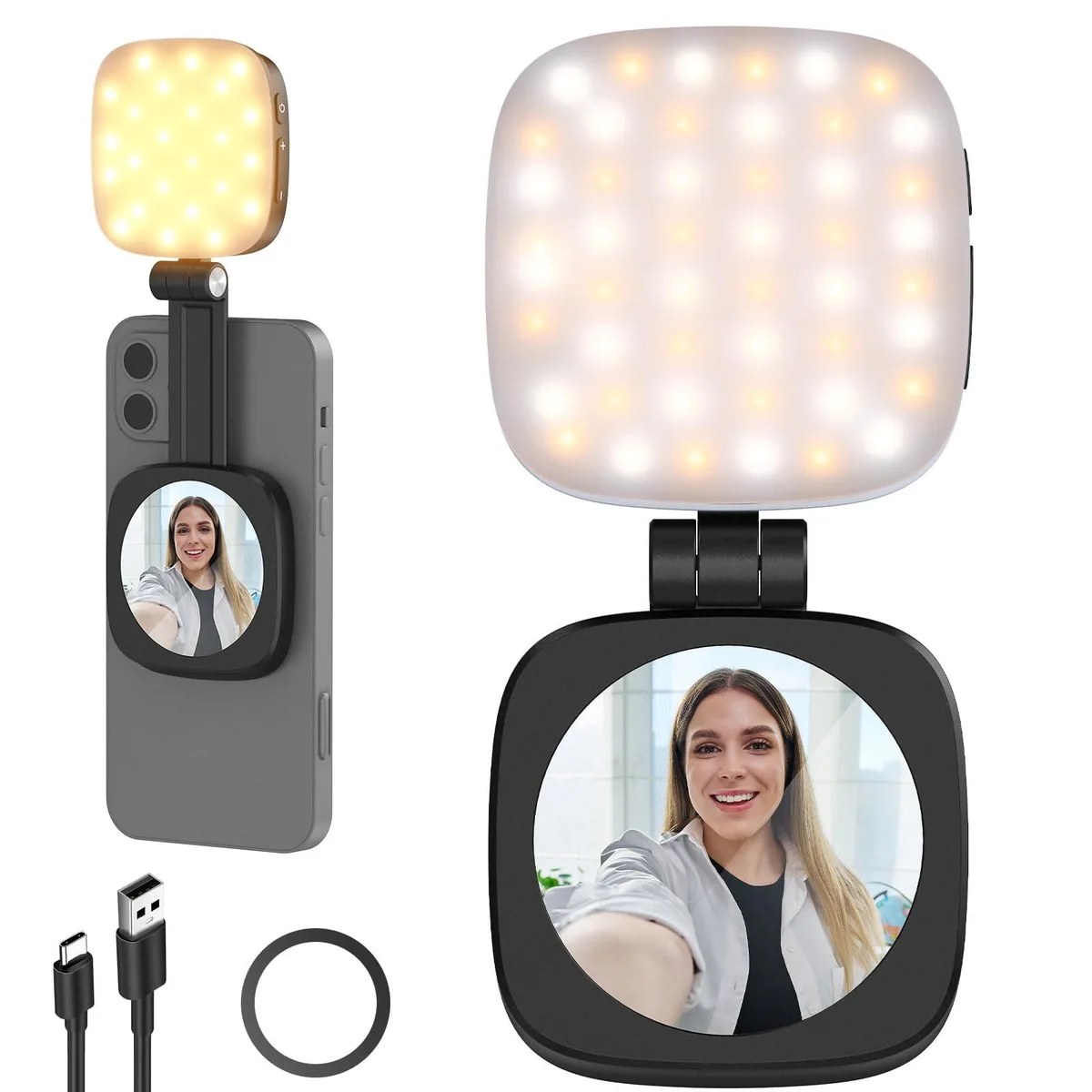  Neewer TS04 Magnetic Selfie Light 48 LED CRI95 700lx Black — product photo