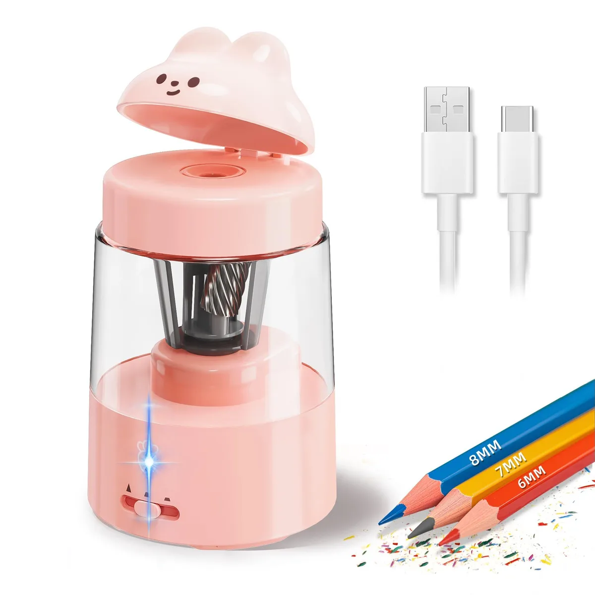  Zmol JY-025R Electric Pencil Sharpener 6-8mm Pink — product photo