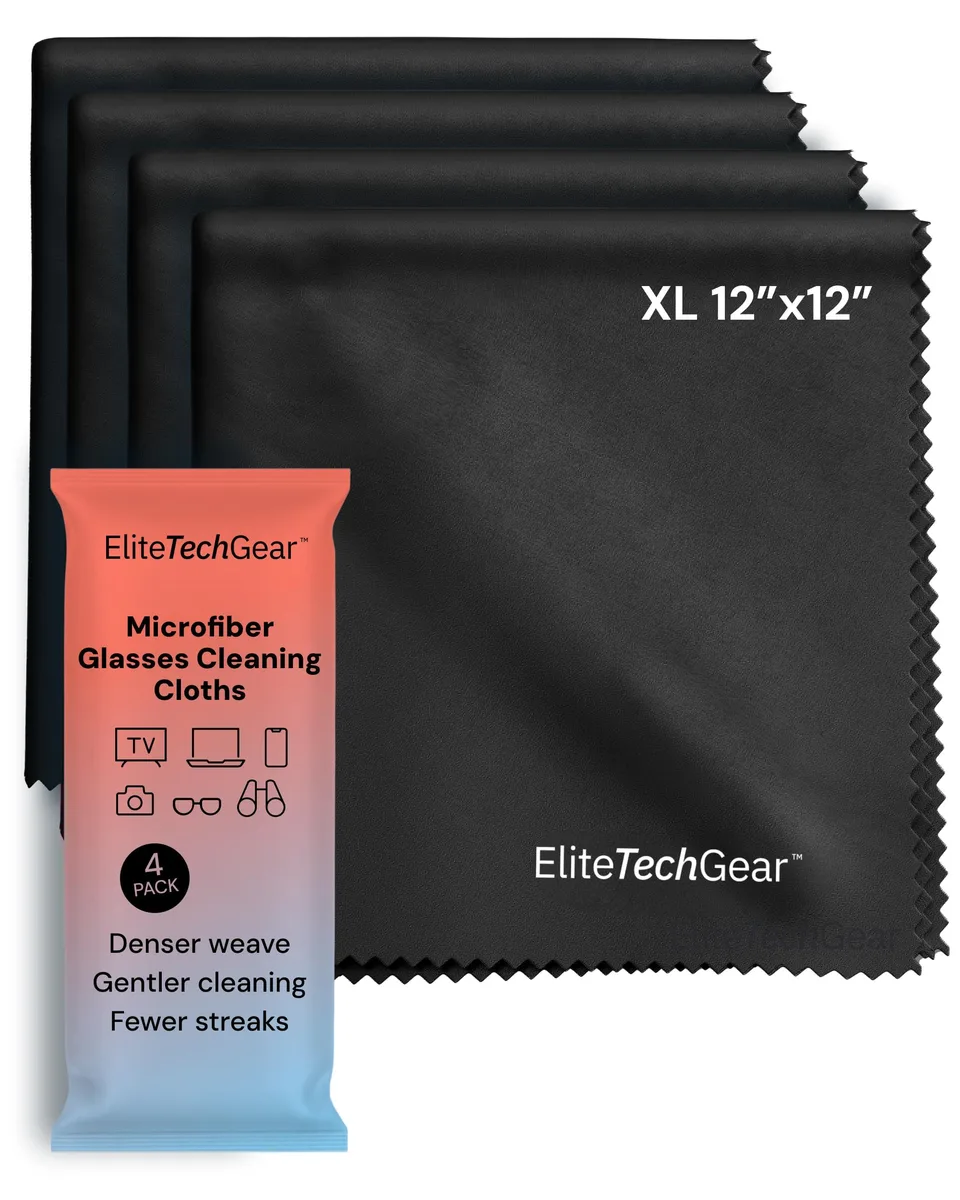  Elite Screens Oversized Microfiber Glass Care 12" x 12" 4-Pack Black — product photo