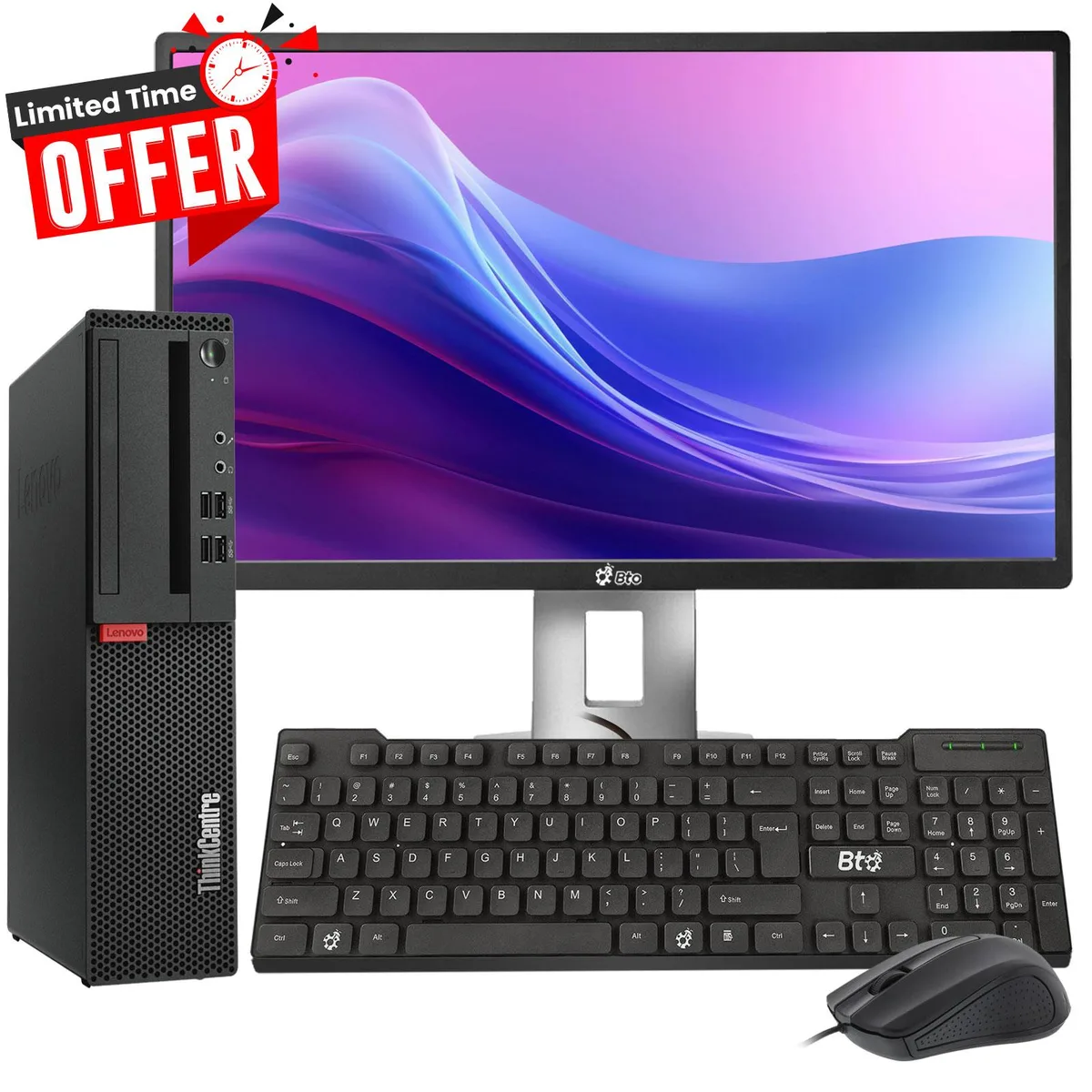 Lenovo Lenovo ThinkCentre M800/M900 desktop PC, i5-6500, 16GB DDR4, 1TB HDD, 22" monitor, Wi-Fi, Windows 11 Pro — product photo