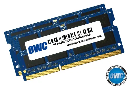 OWC OWC 8GB (2x4GB) DDR3 1066MHz CL7 SODIMM Kit OWC8566DDR3S8GP — product photo