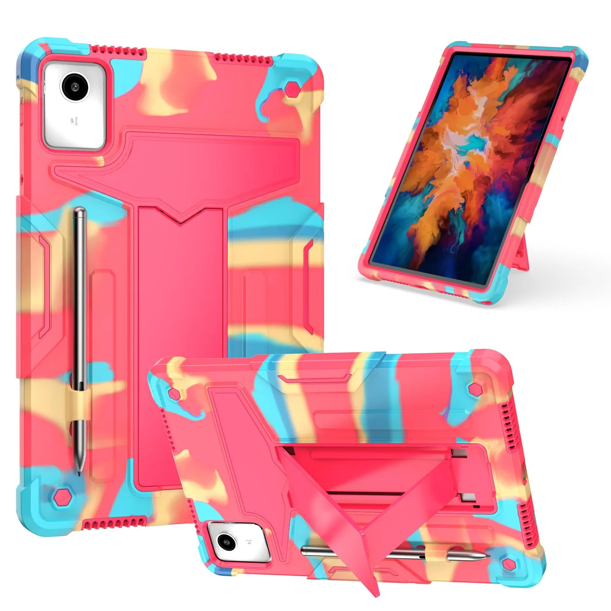 anicestore anicestore 11 inch tablet case Candy Pink kickstand shockproof 3-layer — product photo