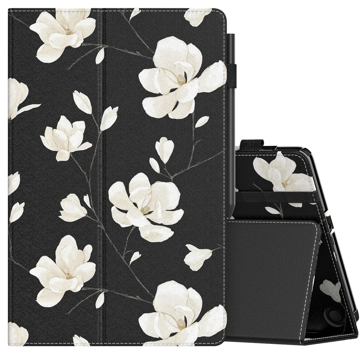 Moko Moko Kindle Fire Max 11 Case 11" 13th Gen 2023 Black &amp; White Magnolia 2 in 1 accessory — product photo