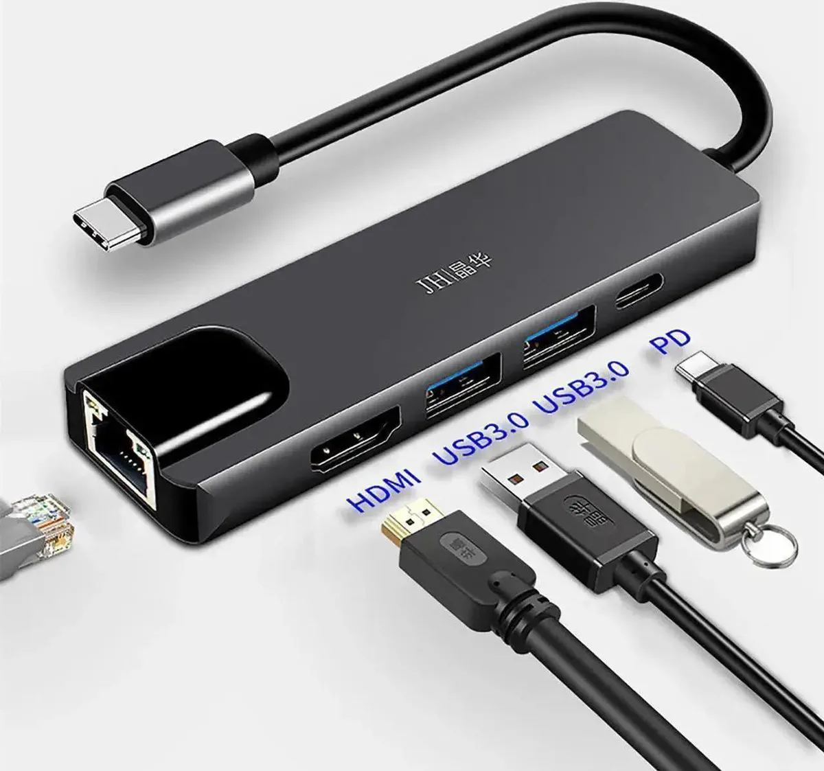 SMUGDESK SMUGDESK 5-in-1 USB-C Docking Station 4K HDMI Gigabit Ethernet 2×USB 3.0 100W PD — product photo