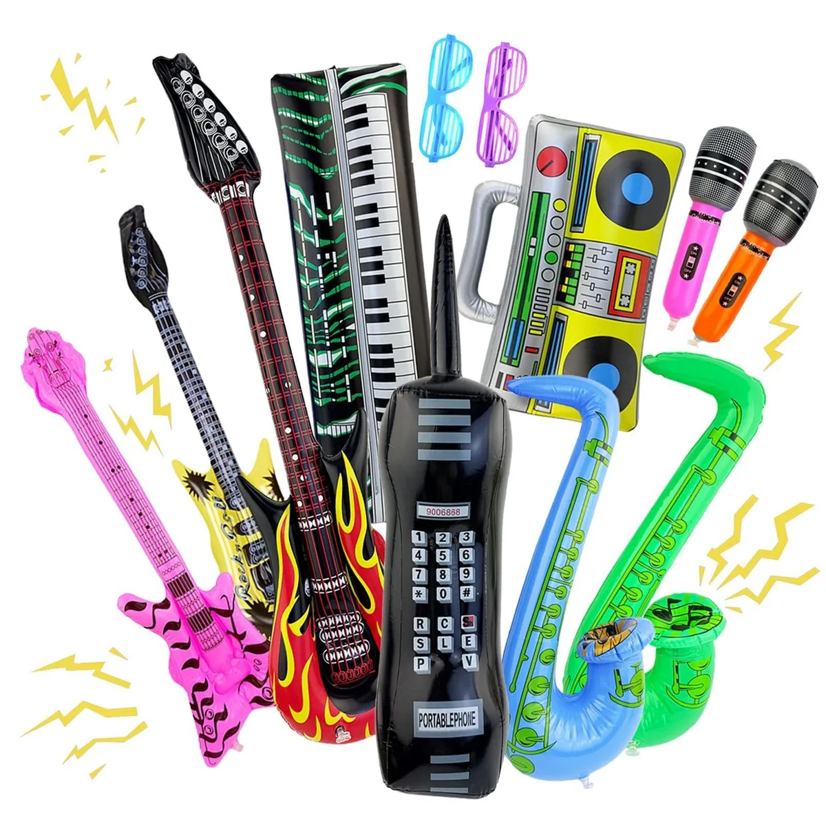 12 Piece Inflatable Instrument Party Props Set — product photo