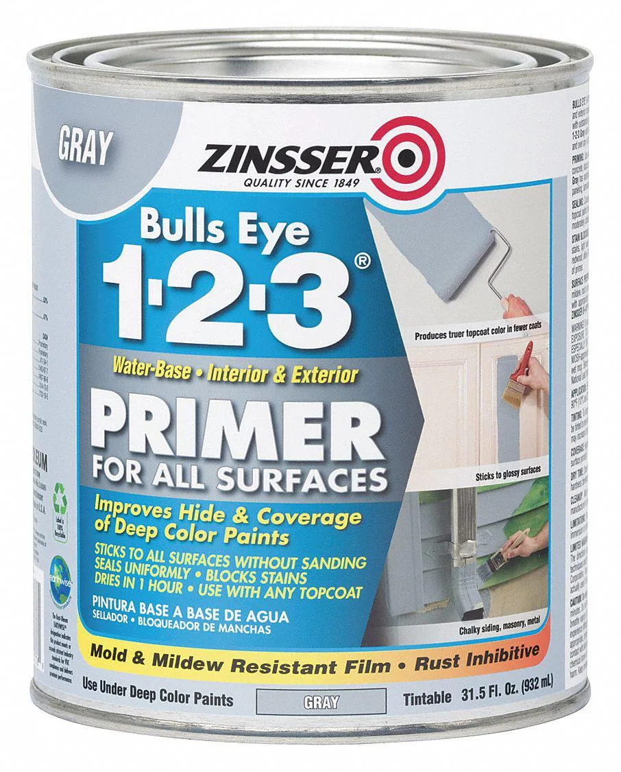 Rust-Oleum Rust-Oleum Zinsser Bulls Eye 1-2-3 Primer Gray 1 qt 286258 — product photo