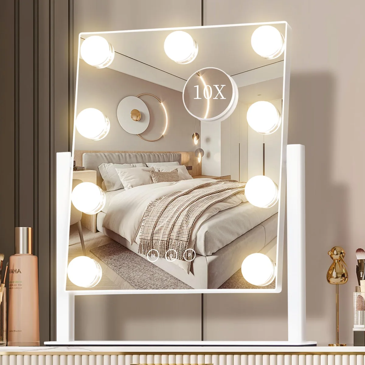 NUSVAN Bath Mirror White 30x25cm 10X Magnification 360° Rotation — product photo