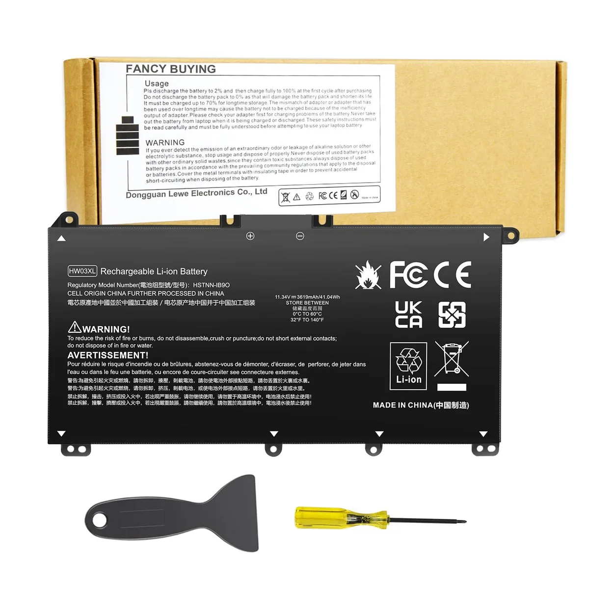  DELL HW03XL 41.04Wh 11.34V laptop battery — product photo