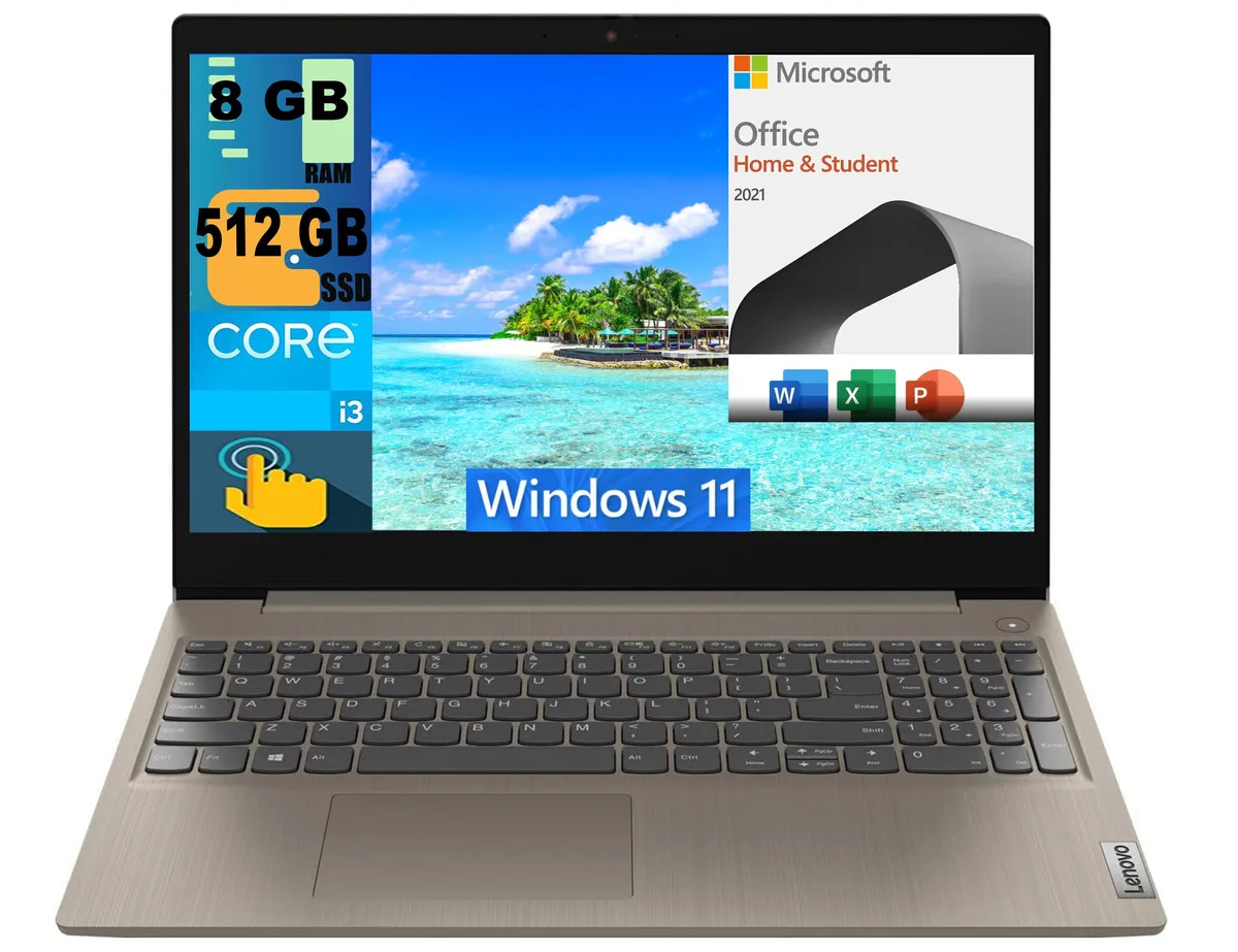 Lenovo Lenovo Ideapad 3 15 laptop 15.6" HD touchscreen i3-1115G4 8GB 512GB DDR4 Wi-Fi 5 Almond — product photo